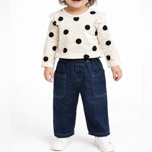 Joe’s Jeans Baby Outfit Set | Polka Dot Top & Denim Pants | NWT